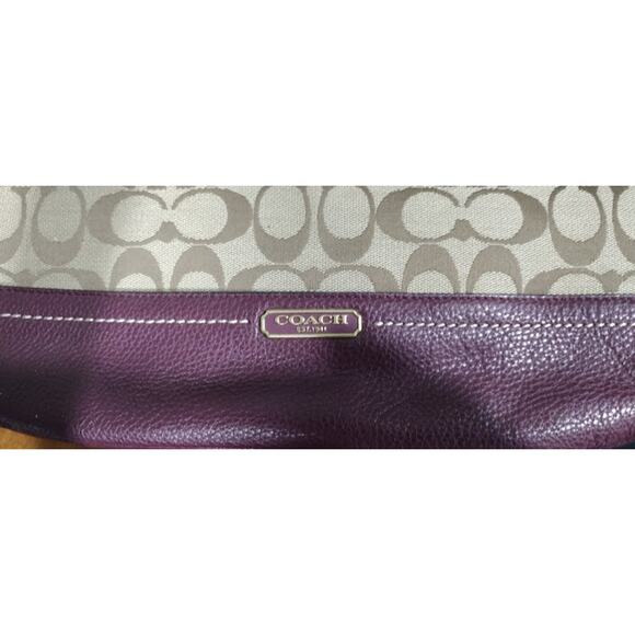 Coach Brown Signature Fabric and Wine Leather Bag F23297 - Picture 4 of 12